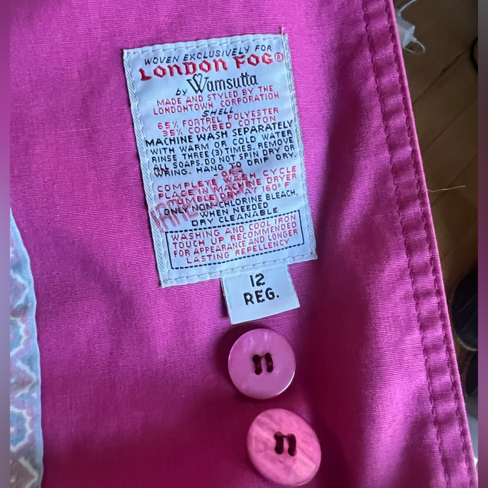 Vtg London Fog Trench Coat Made In The USA Womens Pink lined Long Coat Size 12 - Picture 6 of 14